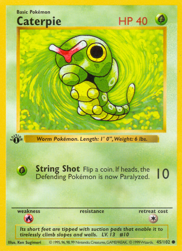 Caterpie (45/102) (Shadowless) [Base Set 1st Edition] | The Gaming-Verse