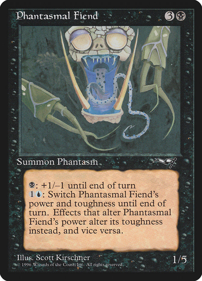 Phantasmal Fiend (Dark Green Background) [Alliances] | The Gaming-Verse