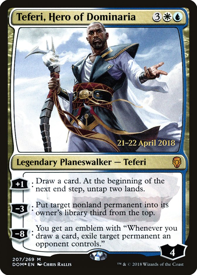 Teferi, Hero of Dominaria  (Prerelease) [Dominaria Prerelease Promos] | The Gaming-Verse