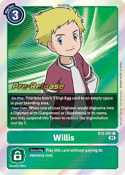 Willis [BT8-091] [New Awakening Pre-Release Cards] | The Gaming-Verse