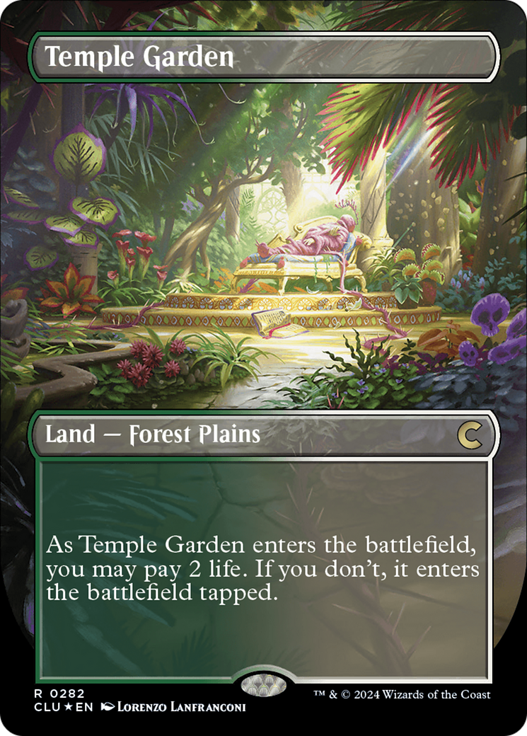 Temple Garden (Borderless) [Ravnica: Clue Edition] | The Gaming-Verse