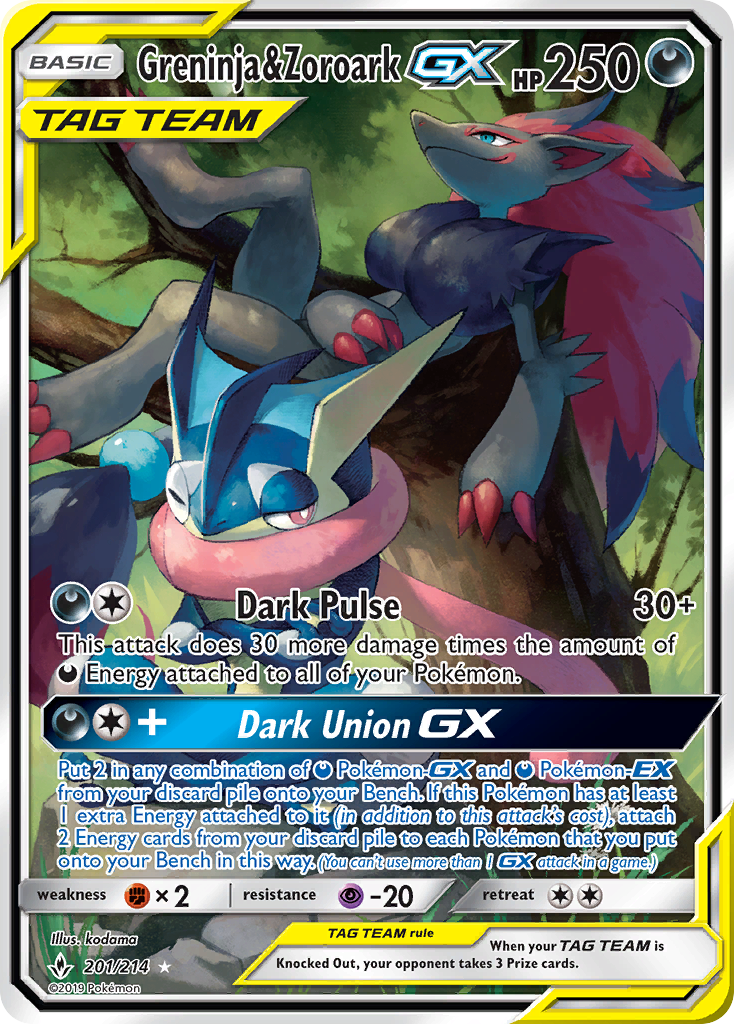 Greninja & Zoroark GX (201/214) [Sun & Moon: Unbroken Bonds] | The Gaming-Verse