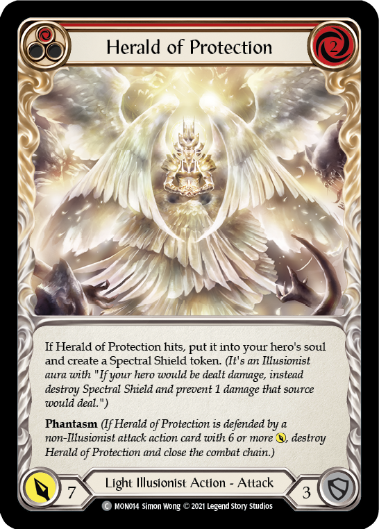 Herald of Protection (Red) (Rainbow Foil) [MON014-RF] 1st Edition Rainbow Foil | The Gaming-Verse