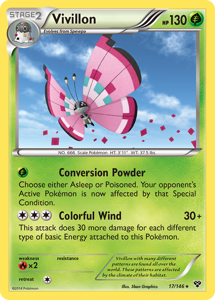 Vivillon (17/146) (Meadow Form/Pink Wings) [XY: Base Set] | The Gaming-Verse