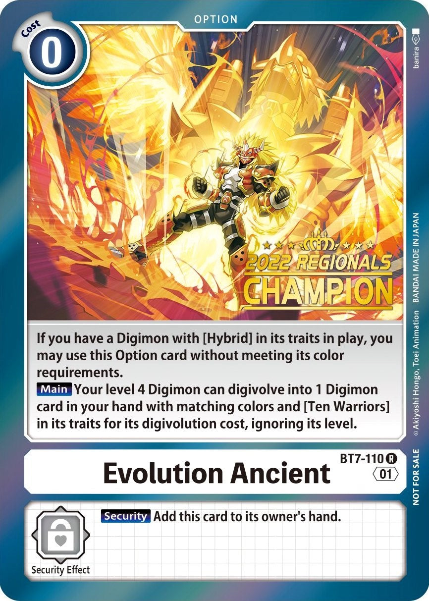 Evolution Ancient [BT7-110] (2022 Championship Offline Regional) (Online Champion) [Next Adventure Promos] | The Gaming-Verse