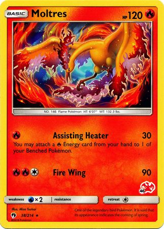 Moltres (38/214) (Charizard Stamp #46) [Battle Academy 2020] | The Gaming-Verse