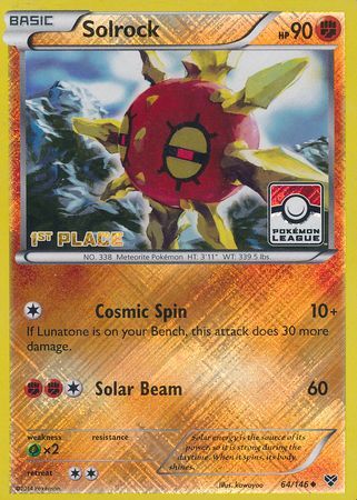 Solrock (64/146) (1st Place League Challenge Promo) [XY: Base Set] | The Gaming-Verse