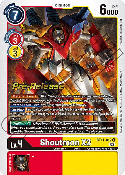 Shoutmon X3 [BT11-012] [Dimensional Phase Pre-Release Promos] | The Gaming-Verse