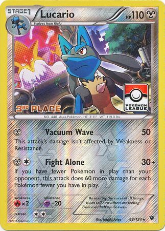 Lucario (63/124) (League Promo 3rd Place) [XY: Fates Collide] | The Gaming-Verse