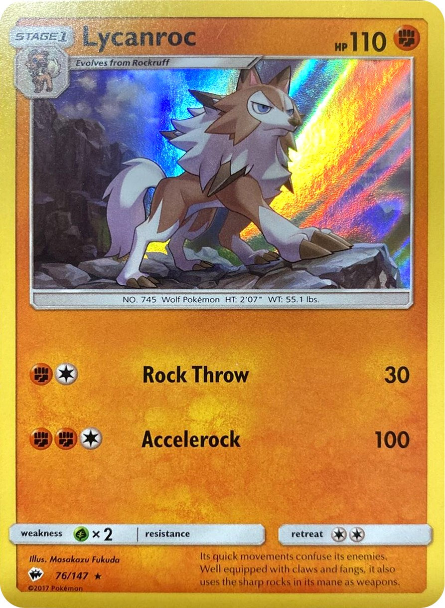 Lycanroc (76/147) (Water Web Holo) [Sun & Moon: Burning Shadows] | The Gaming-Verse