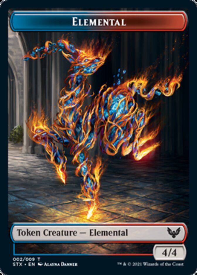 Elemental // Emblem - Rowan, Scholar of Sparks Token [Strixhaven: School of Mages Tokens] | The Gaming-Verse