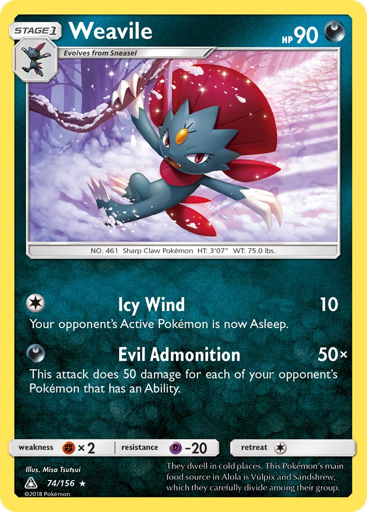 Weavile (74/156) [Sun & Moon: Ultra Prism] | The Gaming-Verse