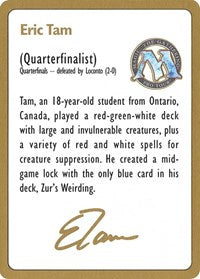 1996 Eric Tam Biography Card [World Championship Decks] | The Gaming-Verse