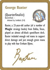 1996 George Baxter Biography Card [World Championship Decks] | The Gaming-Verse