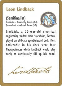 1996 Leon Lindback Biography Card [World Championship Decks] | The Gaming-Verse