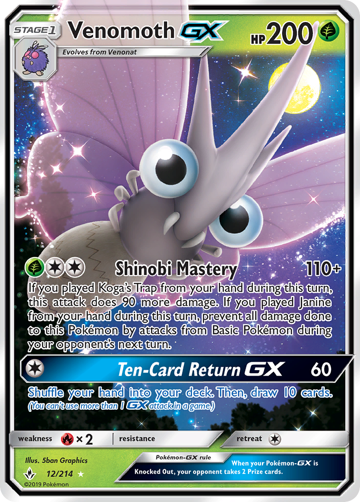 Venomoth GX (12/214) [Sun & Moon: Unbroken Bonds] | The Gaming-Verse