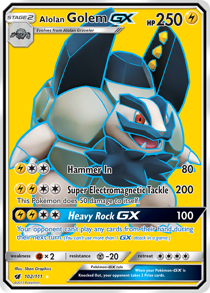 Alolan Golem GX (102/111) [Sun & Moon: Crimson Invasion] | The Gaming-Verse