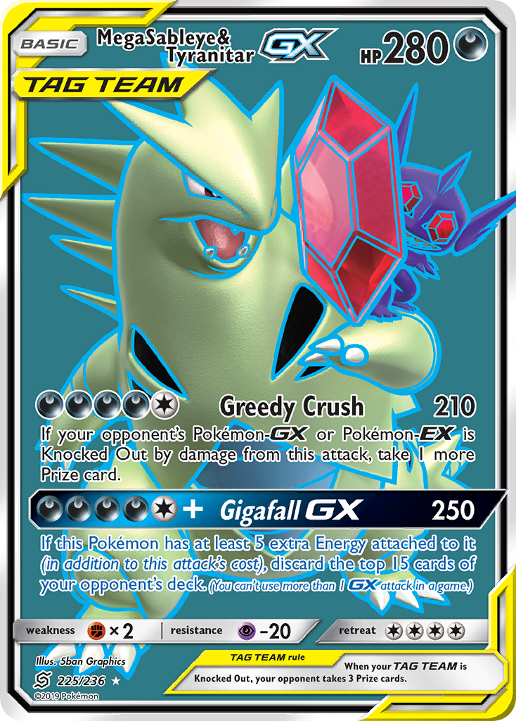 Mega Sableye & Tyranitar GX (225/236) [Sun & Moon: Unified Minds] | The Gaming-Verse