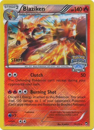 Blaziken (14/111) (Staff National Championship Promo) [XY: Furious Fists] | The Gaming-Verse