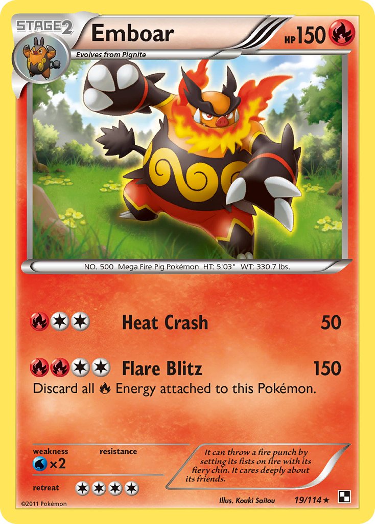 Emboar (19/114) (Cracked Ice Holo) (Theme Deck Exclusive) [Black & White: Base Set] | The Gaming-Verse