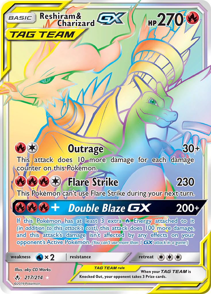 Reshiram & Charizard GX (217/214) [Sun & Moon: Unbroken Bonds] | The Gaming-Verse