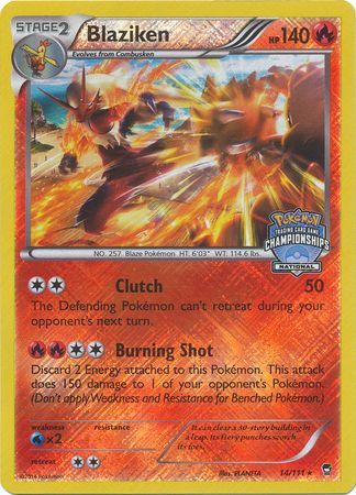 Blaziken (14/111) (National Championship Promo) [XY: Furious Fists] | The Gaming-Verse