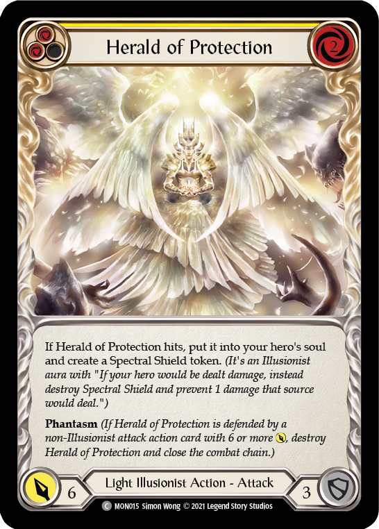 Herald of Protection (Yellow) (Rainbow Foil) [MON015-RF] 1st Edition Rainbow Foil | The Gaming-Verse