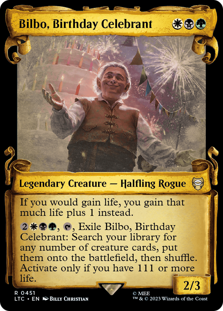 Bilbo, Birthday Celebrant [The Lord of the Rings: Tales of Middle-Earth Commander Showcase Scrolls] | The Gaming-Verse