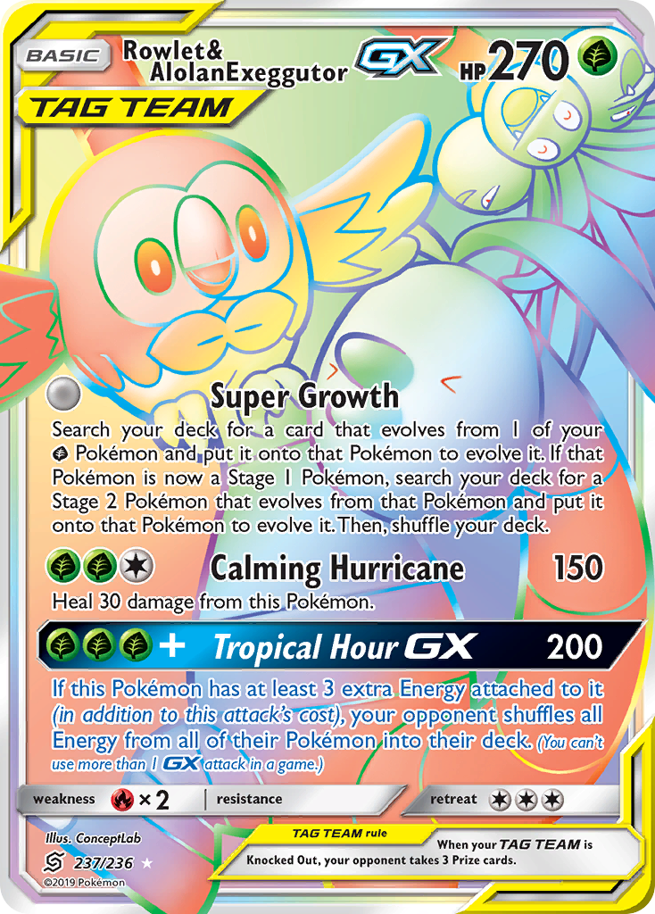 Rowlet & Alolan Exeggutor GX (237/236) [Sun & Moon: Unified Minds] | The Gaming-Verse