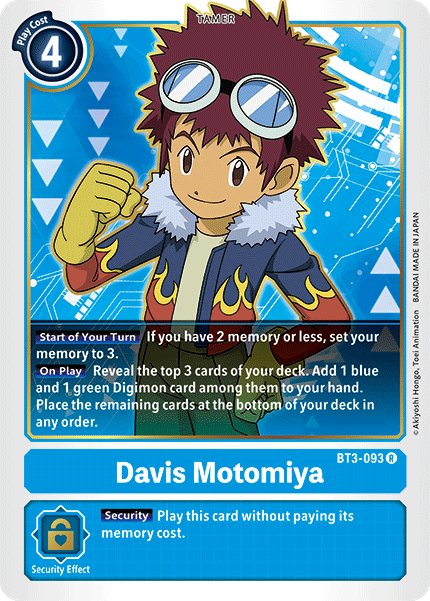 Davis Motomiya [BT3-093] [Release Special Booster Ver.1.5] | The Gaming-Verse