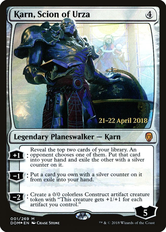 Karn, Scion of Urza  (Prerelease) [Dominaria Prerelease Promos] | The Gaming-Verse