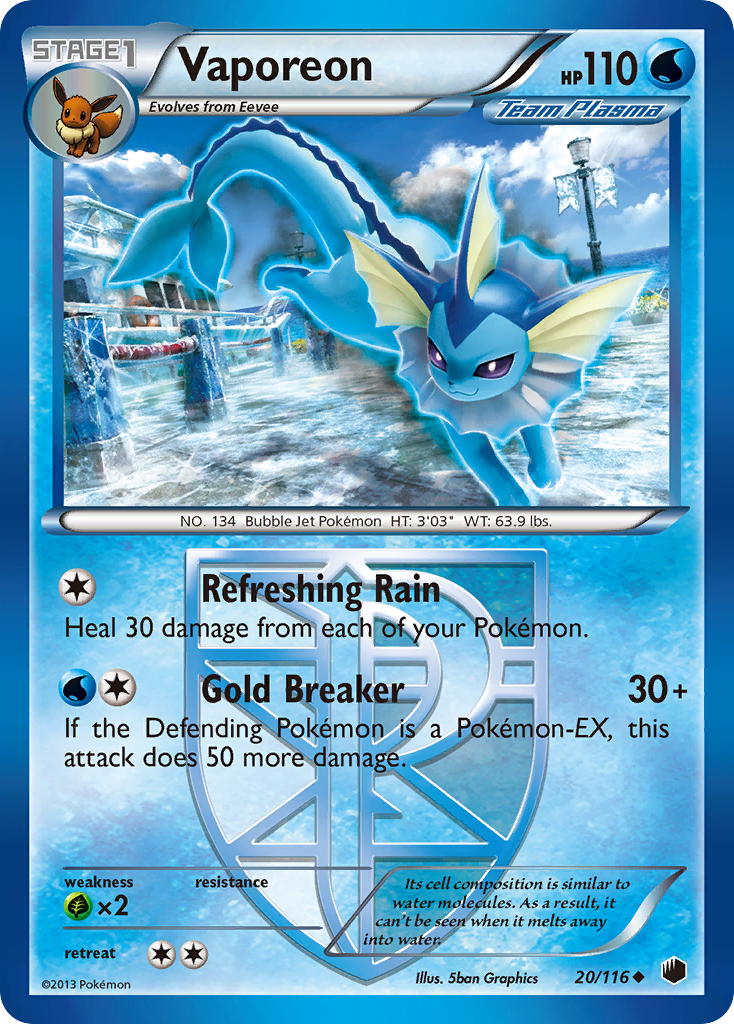 Vaporeon (20/116) [Black & White: Plasma Freeze] | The Gaming-Verse