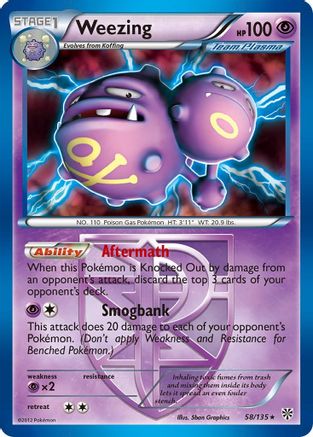 Weezing (58/135) (Theme Deck Exclusive) (Team Plasma) [Black & White: Plasma Storm] | The Gaming-Verse