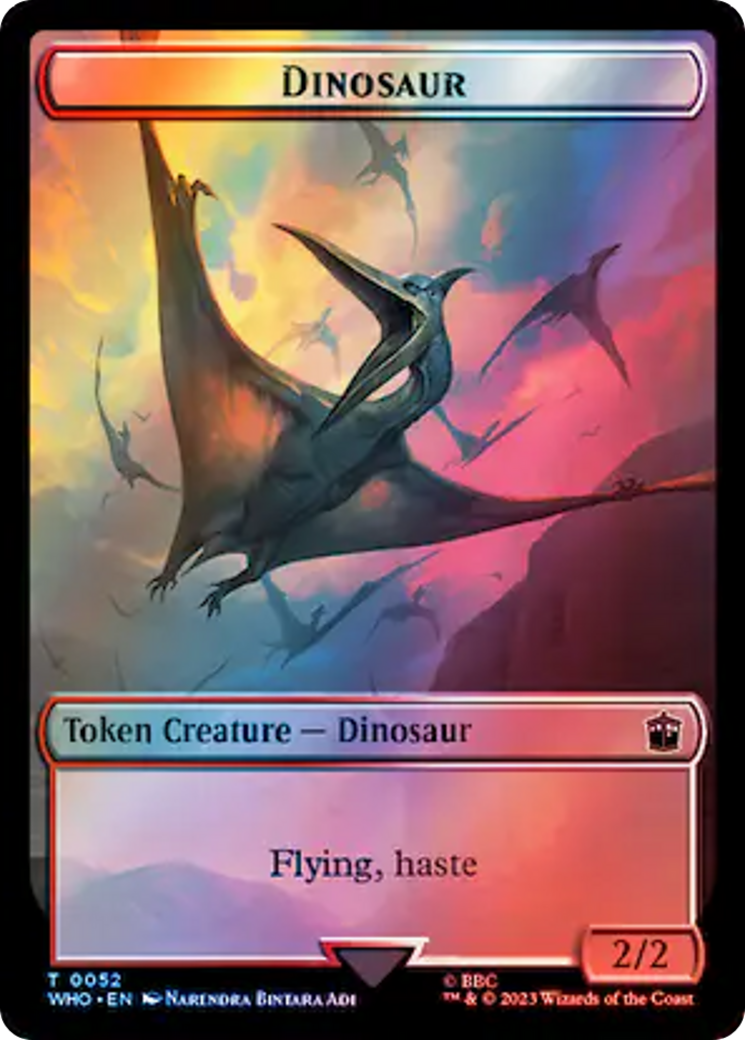 Human Rogue // Dinosaur Double-Sided Token (Surge Foil) [Doctor Who Tokens] | The Gaming-Verse