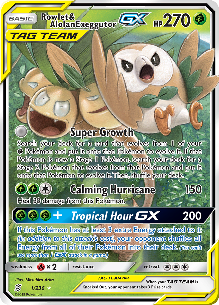 Rowlet & Alolan Exeggutor GX (1/236) [Sun & Moon: Unified Minds] | The Gaming-Verse