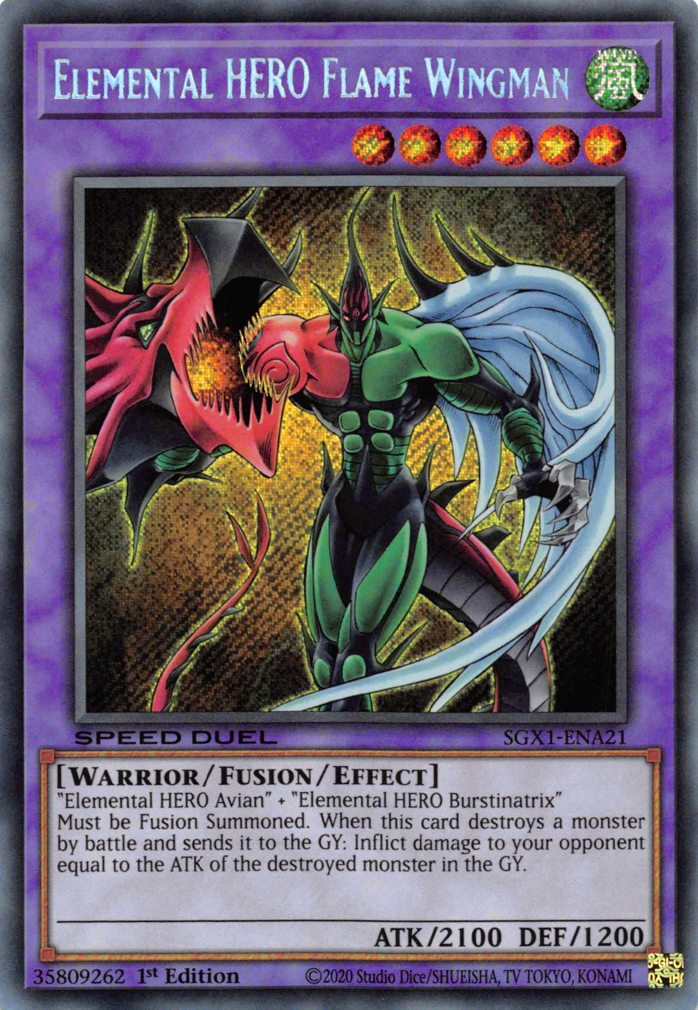 Elemental HERO Flame Wingman [SGX1-ENA21] Secret Rare | The Gaming-Verse