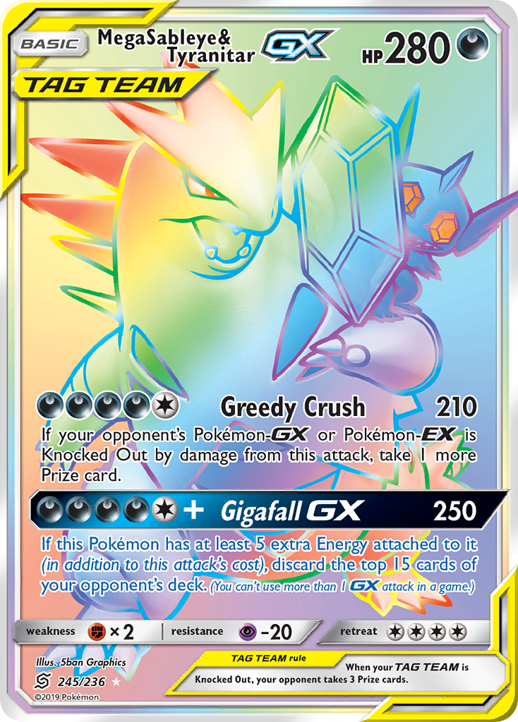 Mega Sableye & Tyranitar GX (245/236) [Sun & Moon: Unified Minds] | The Gaming-Verse