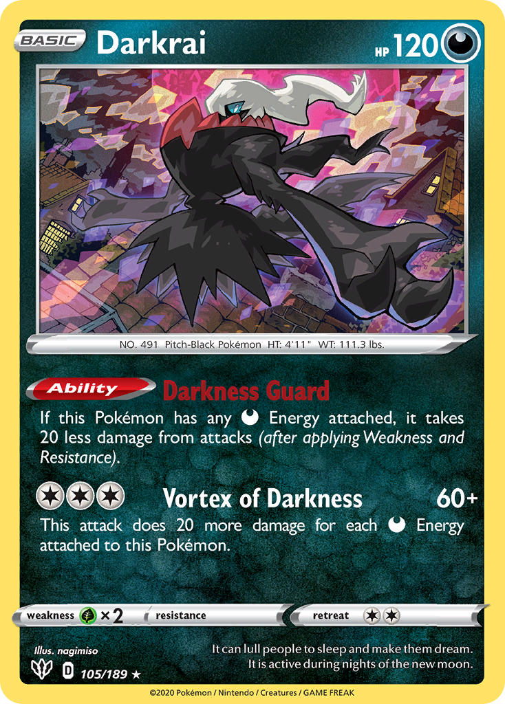 Darkrai (105/189) (Theme Deck Exclusive) [Sword & Shield: Darkness Ablaze] | The Gaming-Verse