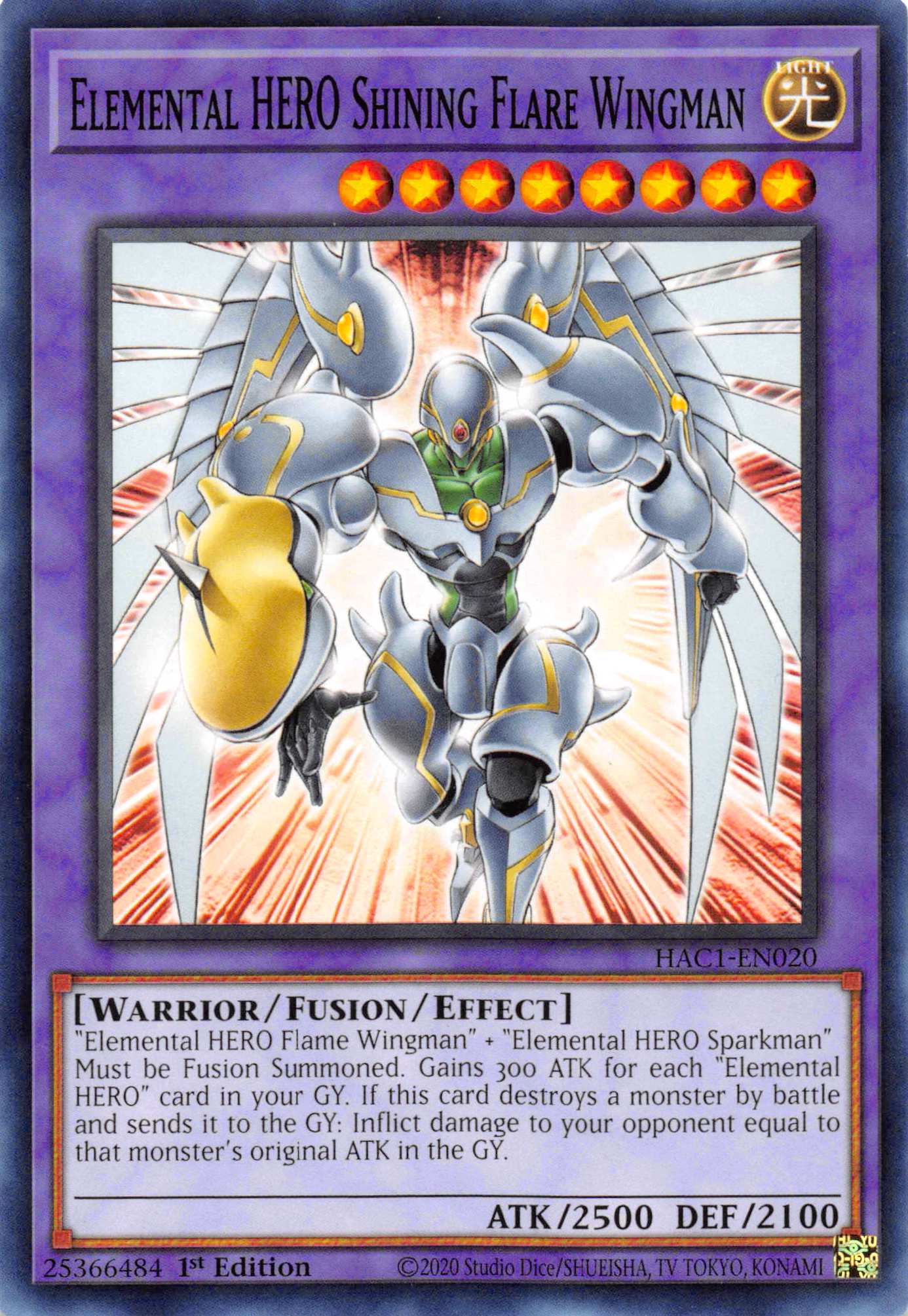 Elemental HERO Shining Flare Wingman (Duel Terminal) [HAC1-EN020] Parallel Rare | The Gaming-Verse