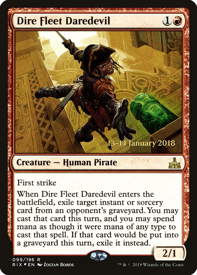 Dire Fleet Daredevil (Prerelease) [Rivals of Ixalan Prerelease Promos] | The Gaming-Verse