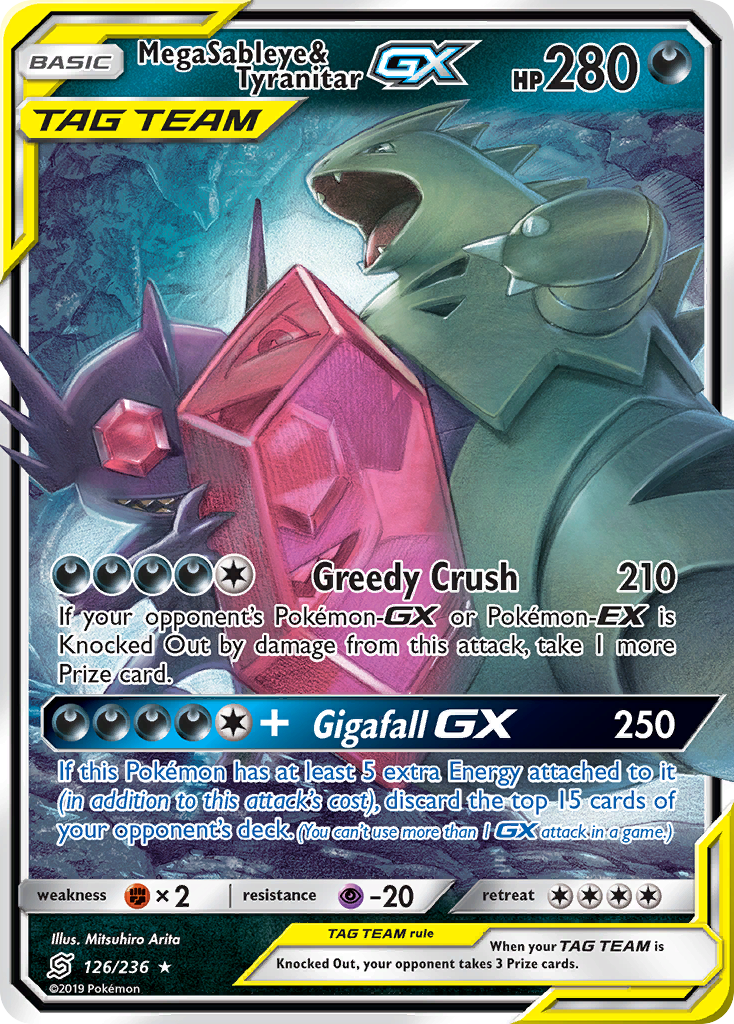 Mega Sableye & Tyranitar GX (126/236) [Sun & Moon: Unified Minds] | The Gaming-Verse