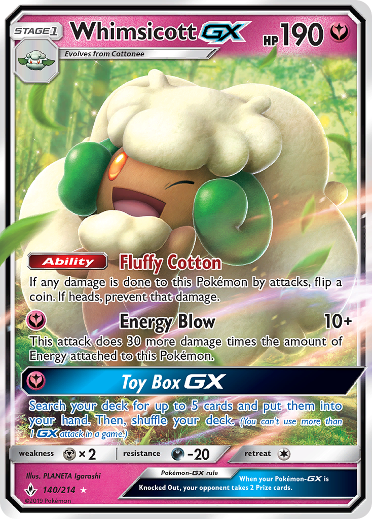 Whimsicott GX (140/214) [Sun & Moon: Unbroken Bonds] | The Gaming-Verse