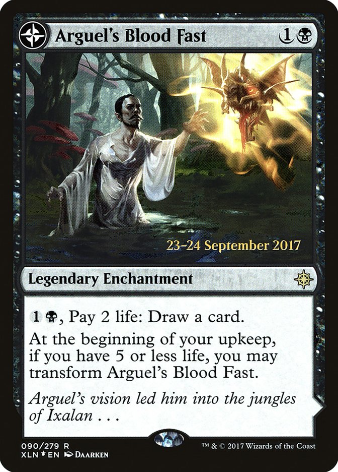 Arguel's Blood Fast // Temple of Aclazotz  (Prerelease) [Ixalan Prerelease Promos] | The Gaming-Verse