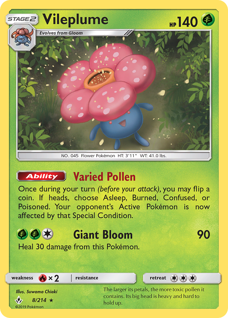 Vileplume (8/214) [Sun & Moon: Unbroken Bonds] | The Gaming-Verse