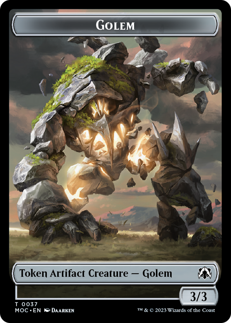 Golem // Blood Double-Sided Token [March of the Machine Commander Tokens] | The Gaming-Verse