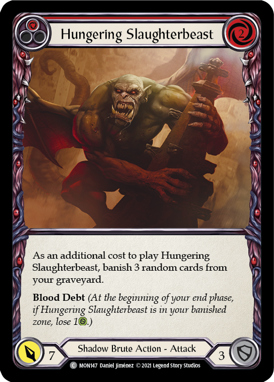 Hungering Slaughterbeast (Red) [MON147] 1st Edition Normal | The Gaming-Verse