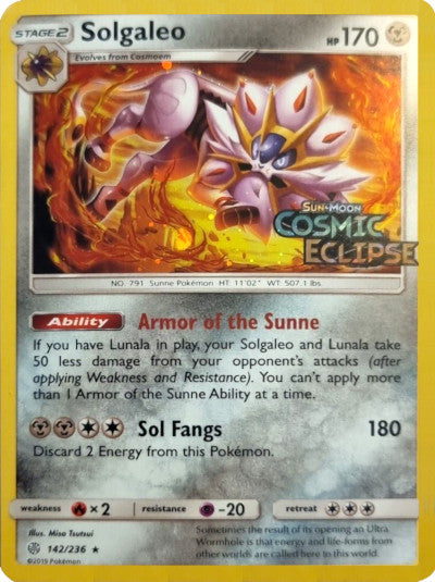 Solgaleo (142/236) (Cosmos Holo) [Sun & Moon: Cosmic Eclipse] | The Gaming-Verse