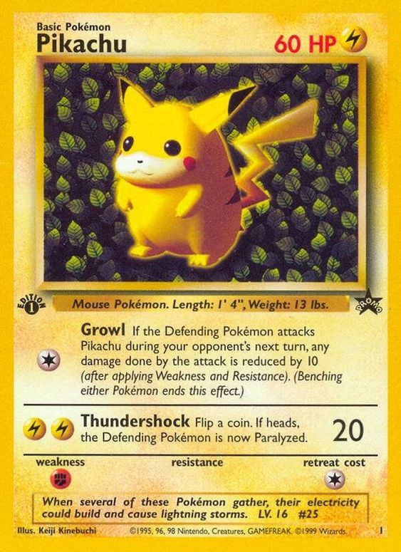 Pikachu (1) (1st Edition Misprint Promo) [Wizards of the Coast: Black Star Promos] | The Gaming-Verse