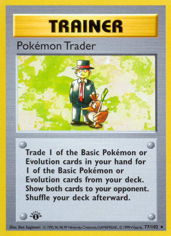 Pokemon Trader (77/102) (Shadowless) [Base Set 1st Edition] | The Gaming-Verse