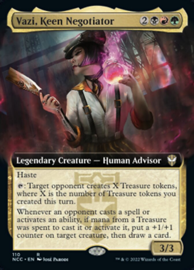 Vazi, Keen Negotiator (Extended Art) [Streets of New Capenna Commander] | The Gaming-Verse